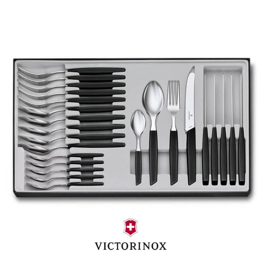 Victorinox Swiss Modern Table Set (Rounded Knife) 24 Pc Black